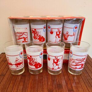 Vintage Team Canada 1976 Olympic Glasses - 2 Sets -Eight Glasses